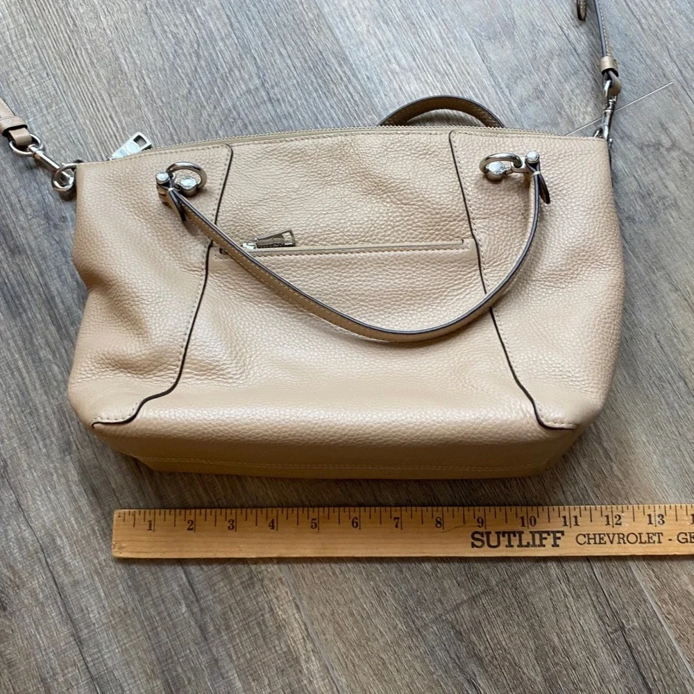 Coach Kacey Satchel‎ Taupe Pebble Leather Handbag Purse 05229 Crossbody Shoulder - Picture 9 of 9